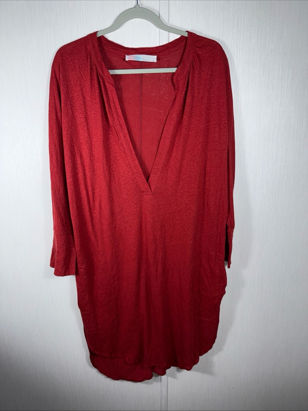 Free People Beach Slub Sweater Dress L Womens Split Neck Side Slits